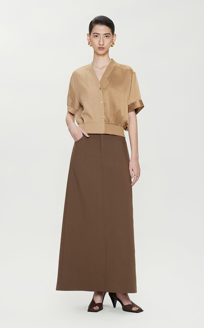 Shirt / JNBY Relaxed Viscose-silk Spliced Shirt NavajoWhite2