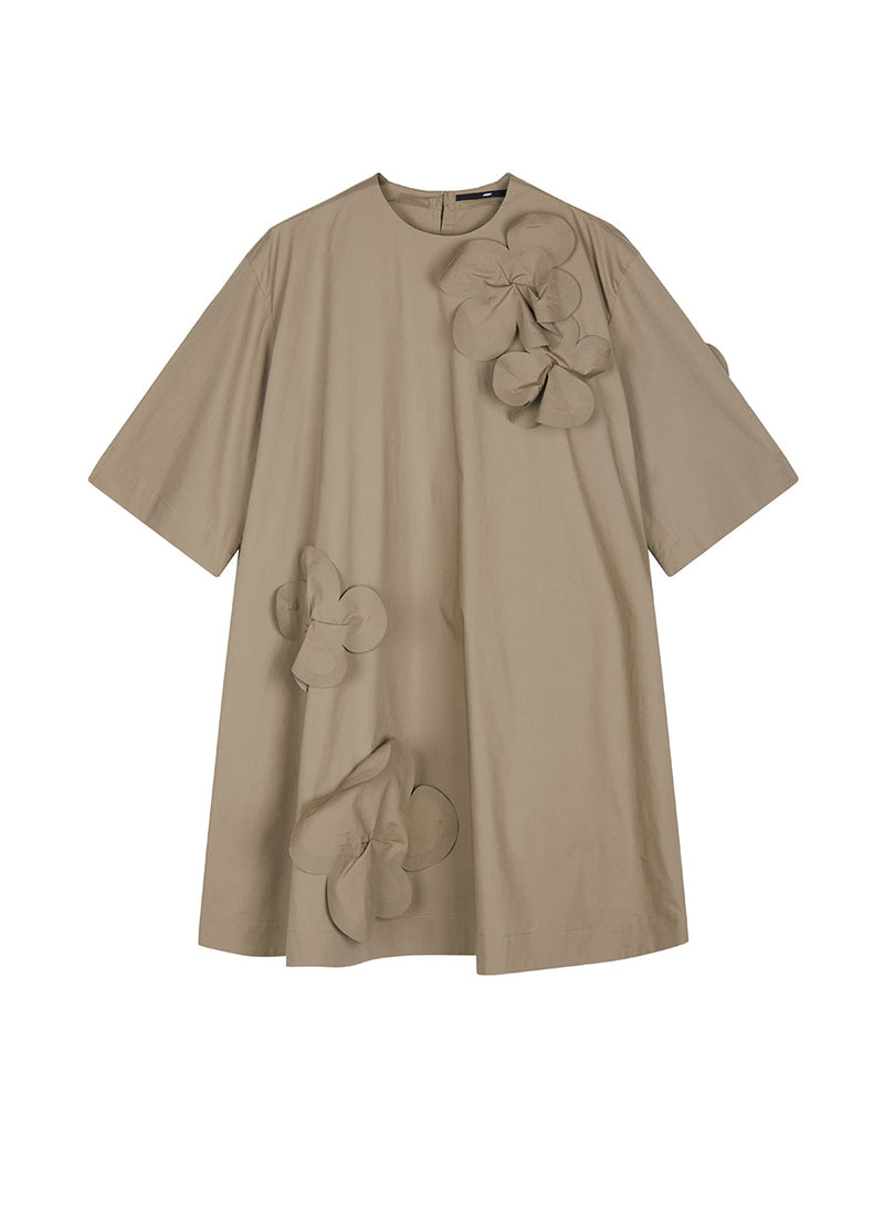 Dress / JNBY 3D-floral Oversize Short-sleeve Dress Brown