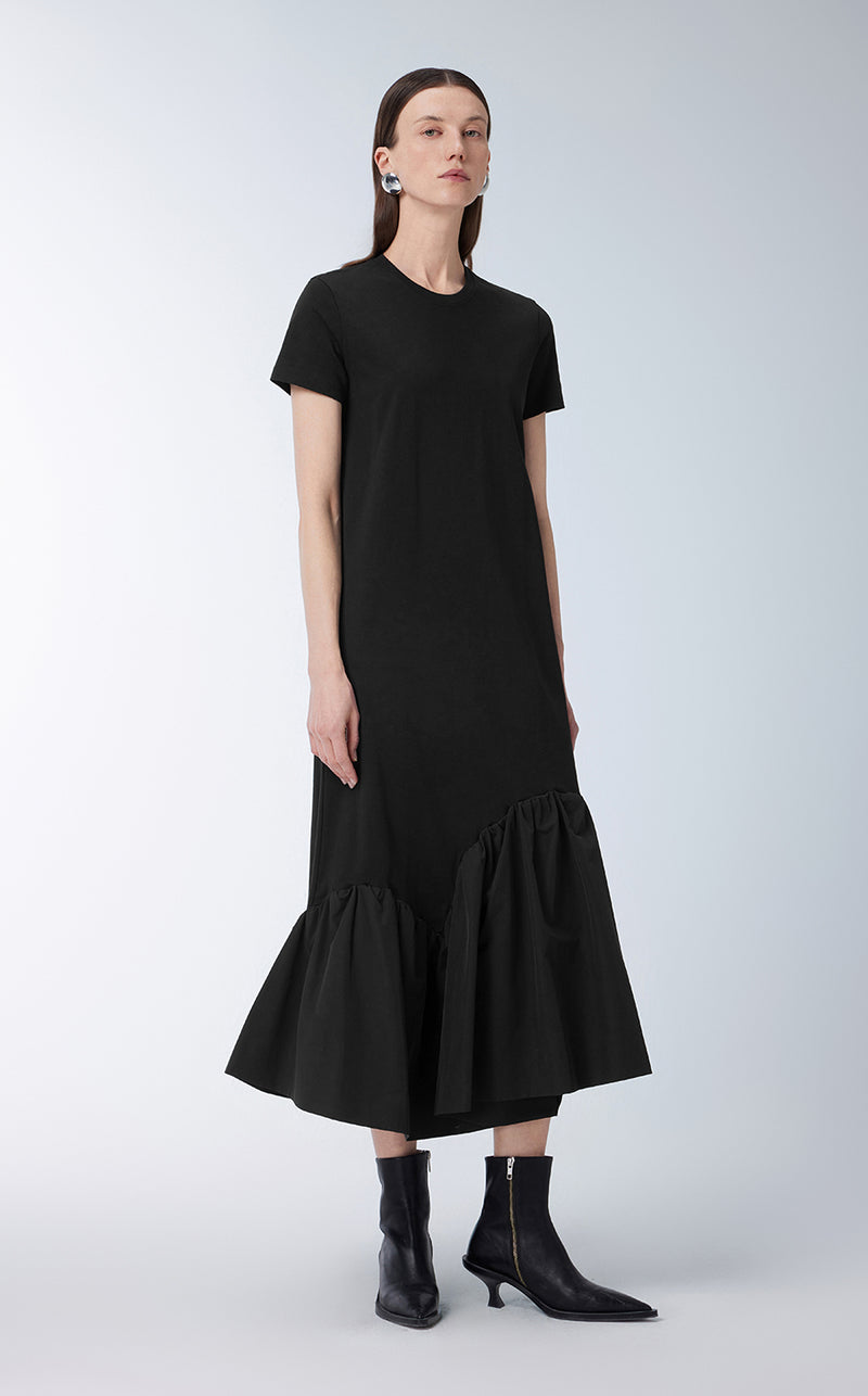 Dress / JNBY Short-sleeve Spliced Cotton Dress Black