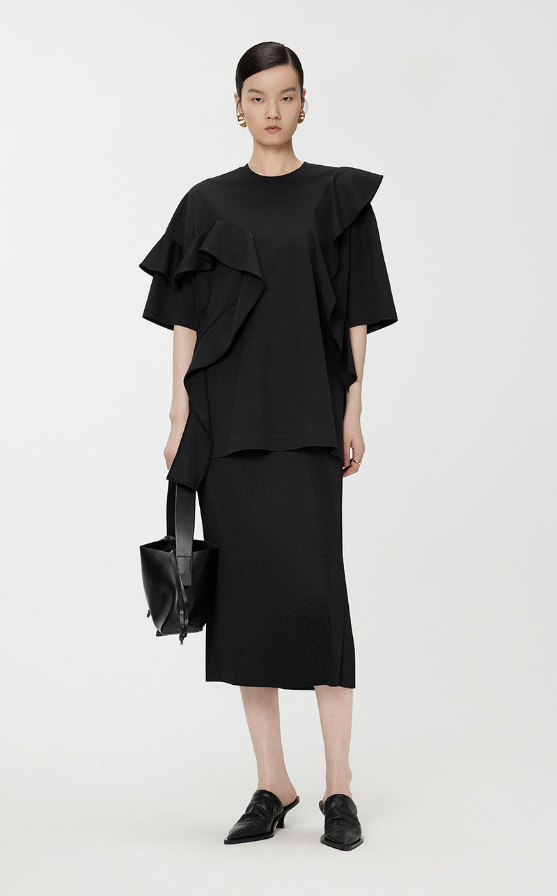 T-Shirt/JNBY Micro-elastic Oversize Short-sleeved T-Shirt Black