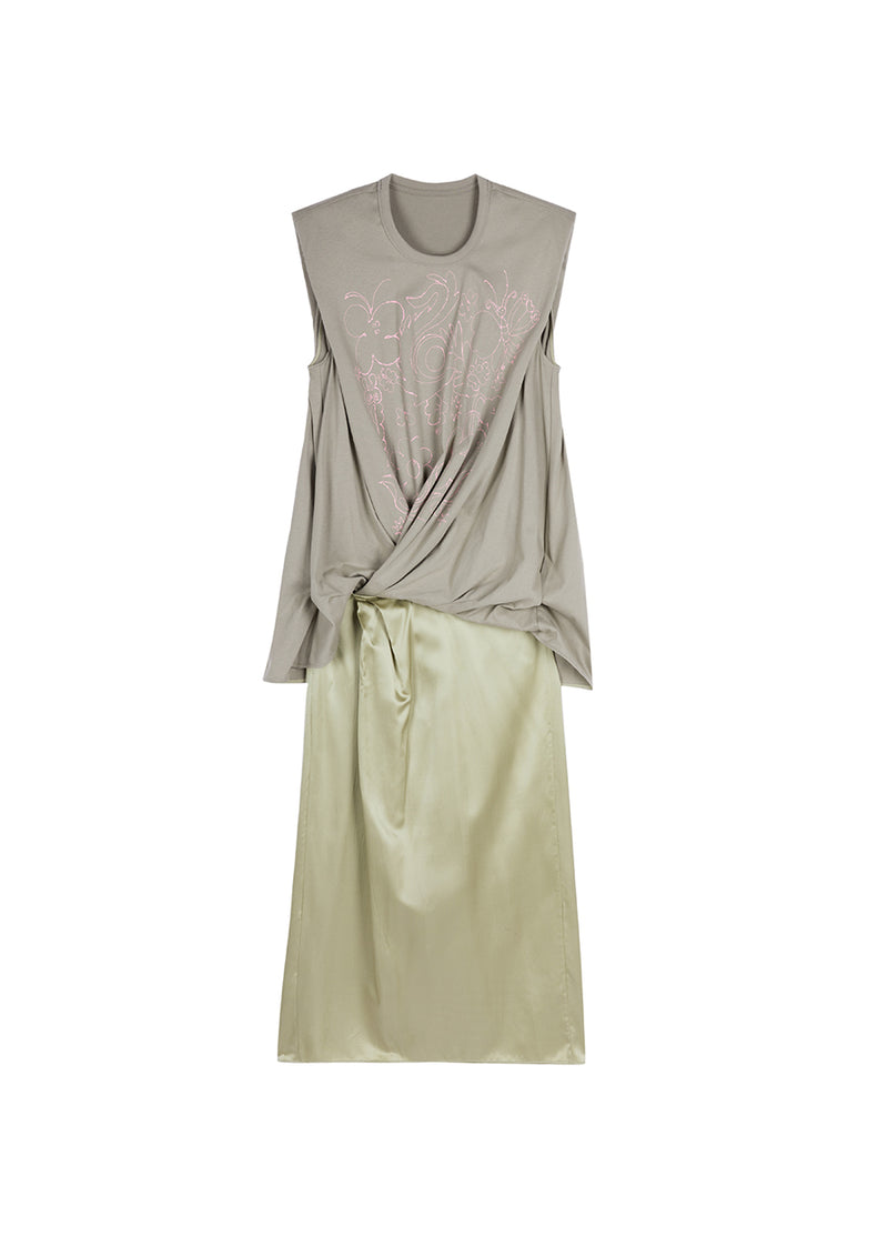 Dresses/JNBY Ankle-length Drawstring Shift Sleeveless Dresses Grey