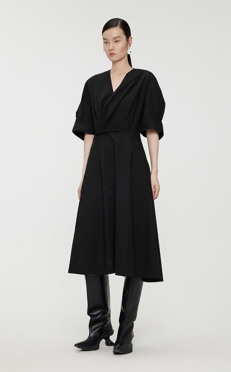 Dresses/JNBY Wrap Short-sleeved Above-the-knee Dresses Black