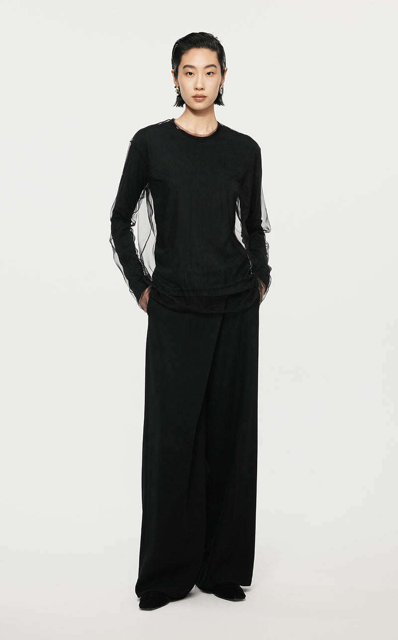 T-Shirt/JNBY Loose Fitting Long- sleeved T-Shirt Black