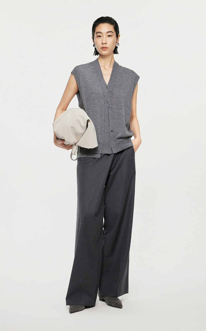 Vest/JNBY Collarless Thin Knit Vest Grey