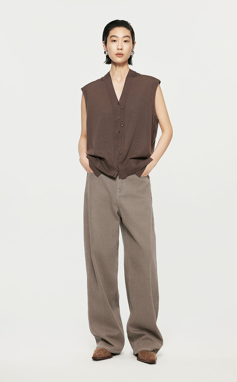 Vest/JNBY Collarless Thin Knit Vest Brown