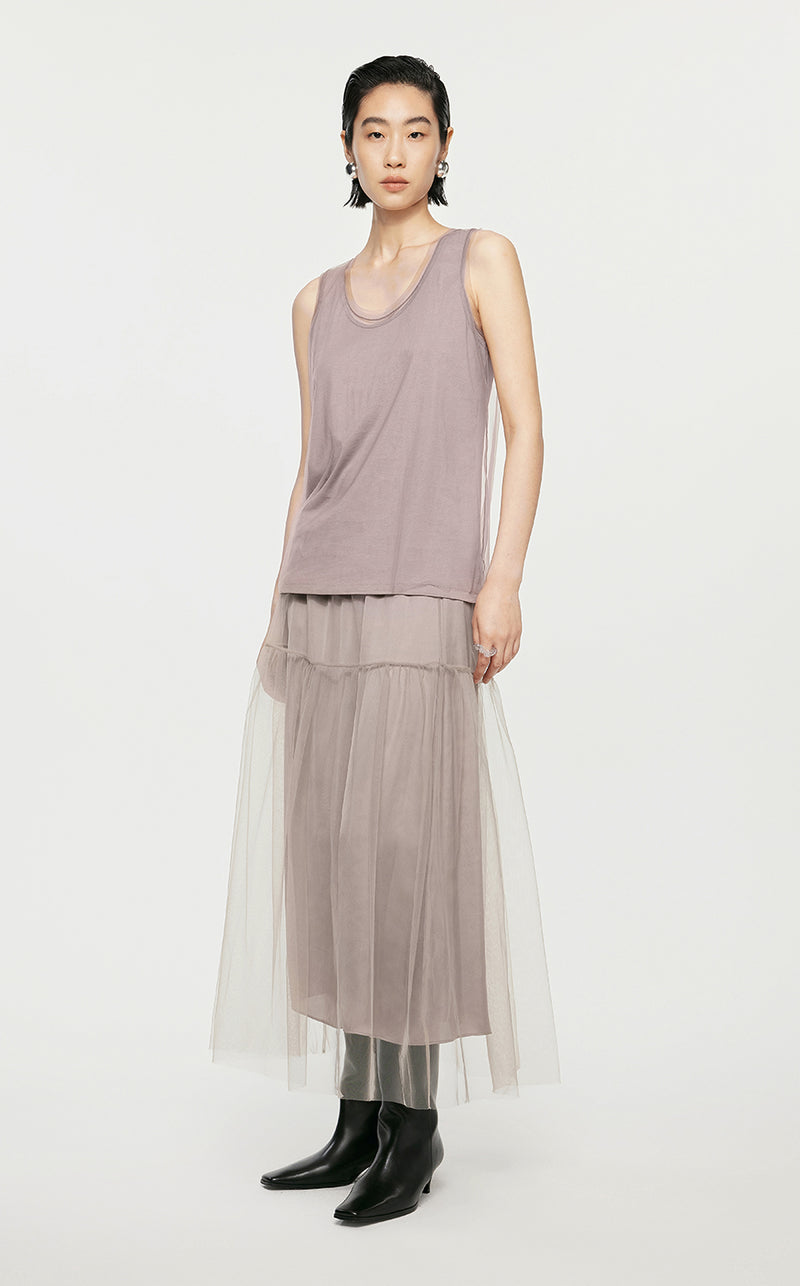 Skirt/JNBY A-line Loose Fitting Long Skirt MistyRose3