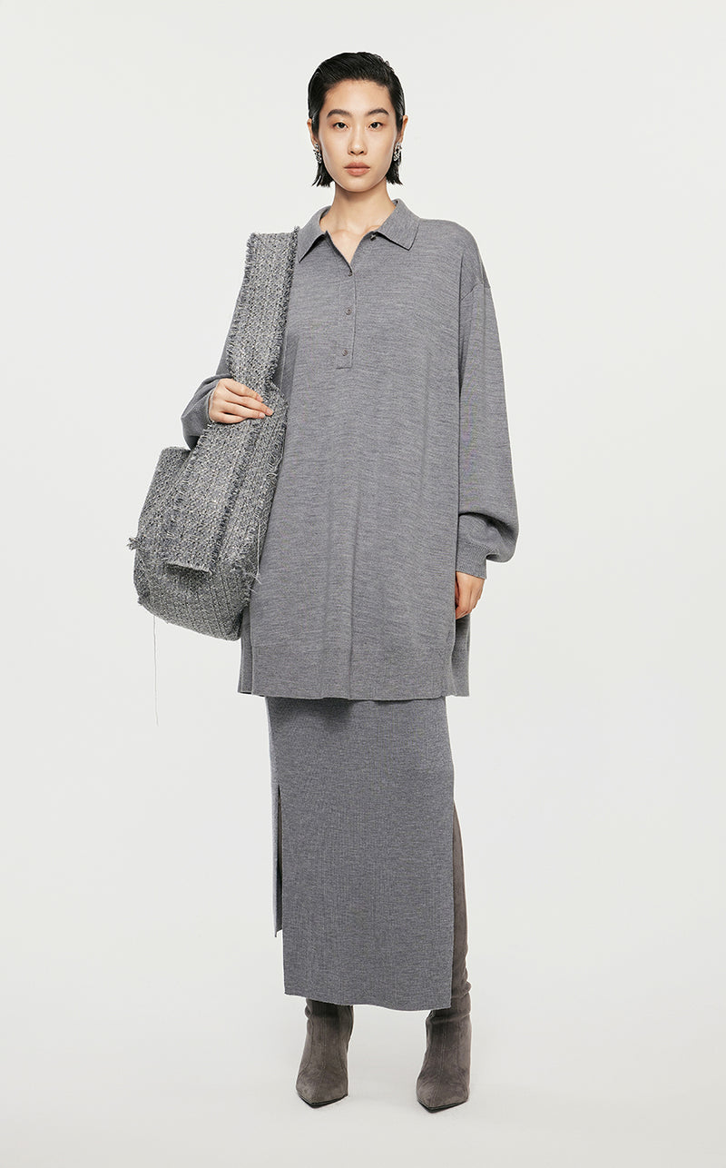 Skirt/JNBY H-line Slim Fit Ankle-length Skirt Grey