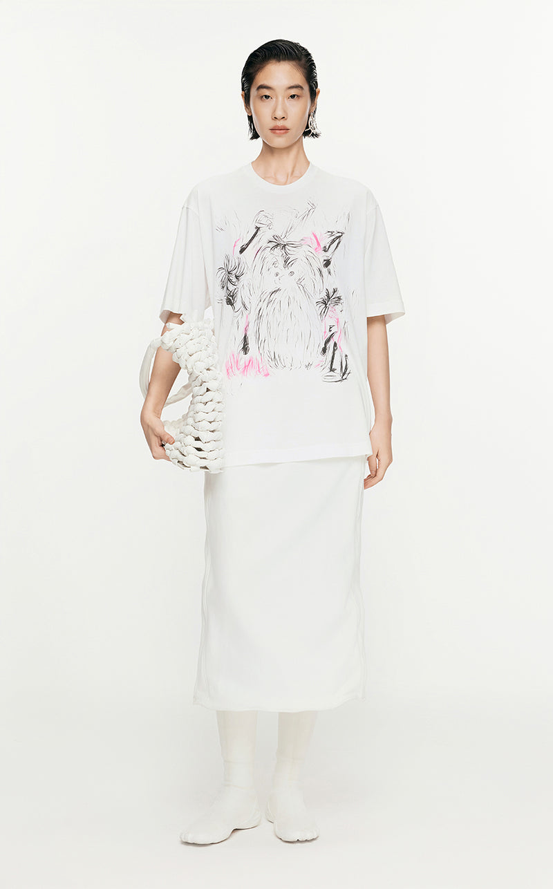 T-Shirt/JNBY Loose Fitting Micro Elastic Short-sleeved T-Shirt White