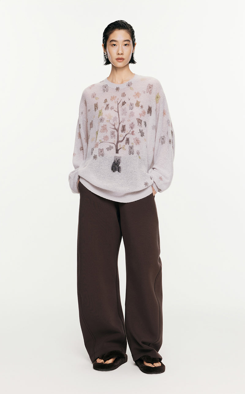 Sweater/JNBY Printed Long-sleeved Pullover Sweater Khaki