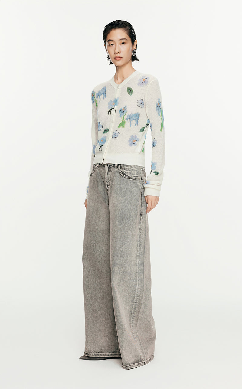 Sweater/JNBY Printed Short Cardigan Sweater