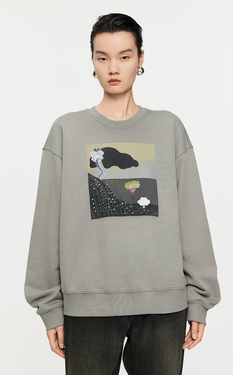 Sweatshirt / JNBY Loose Fitting Micro Elastic sweatshirt