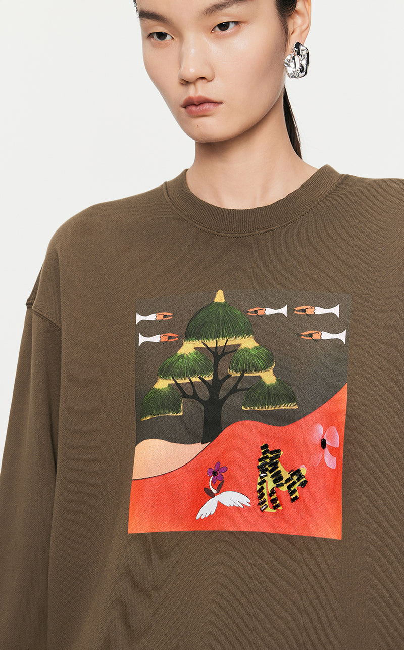 Sweatshirt / JNBY Loose Fitting Micro Elastic sweatshirt