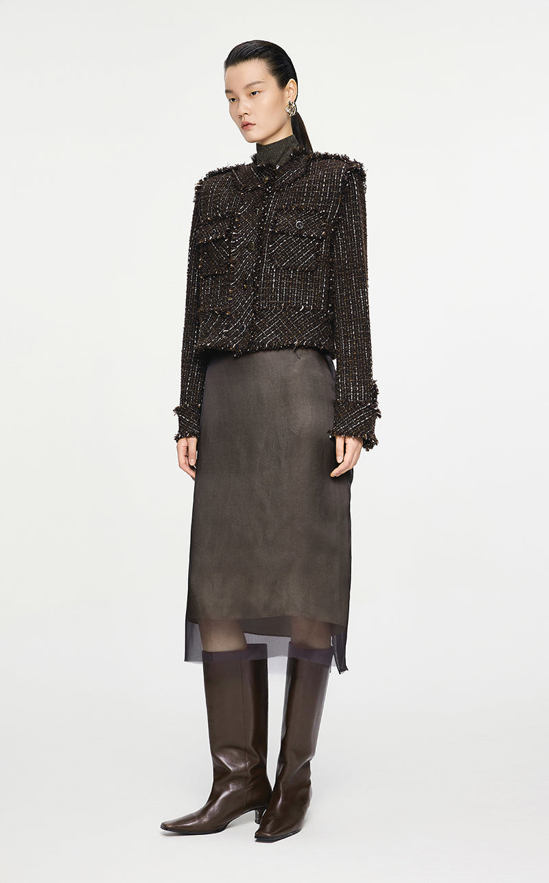 Skirt/JNBY H-line Organza Knee-length Skirt Black
