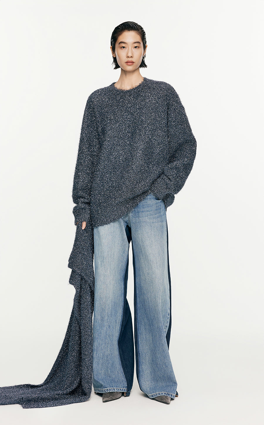 Jeans/JNBY Flared Loose Fitting Jeans SteelBlue