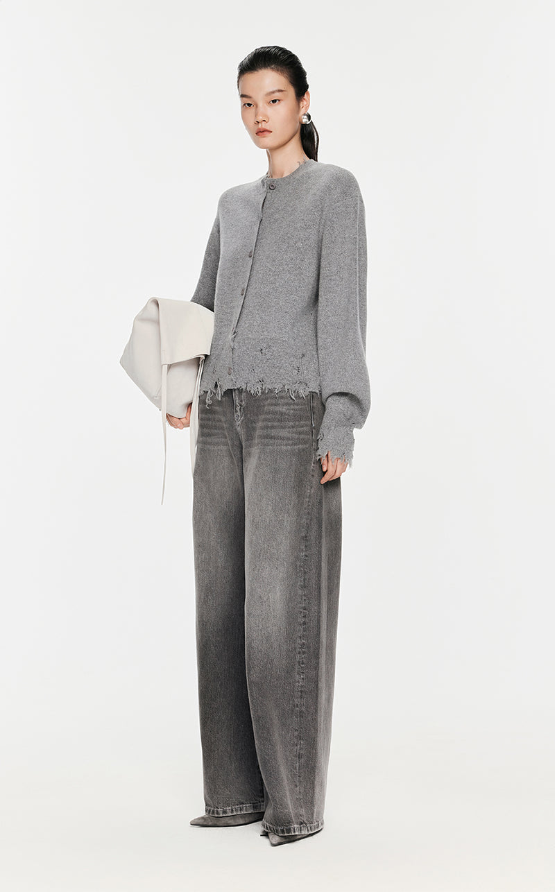 Sweater / JNBY Distressed Button-up Cardigan