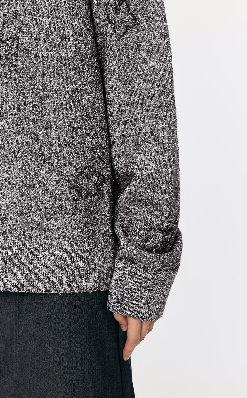 Sweater / JNBY Butterfly-embellished Mid-length Cardigan
