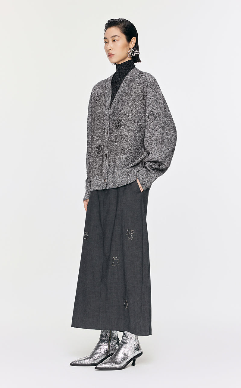 Sweater / JNBY Butterfly-embellished Mid-length Cardigan