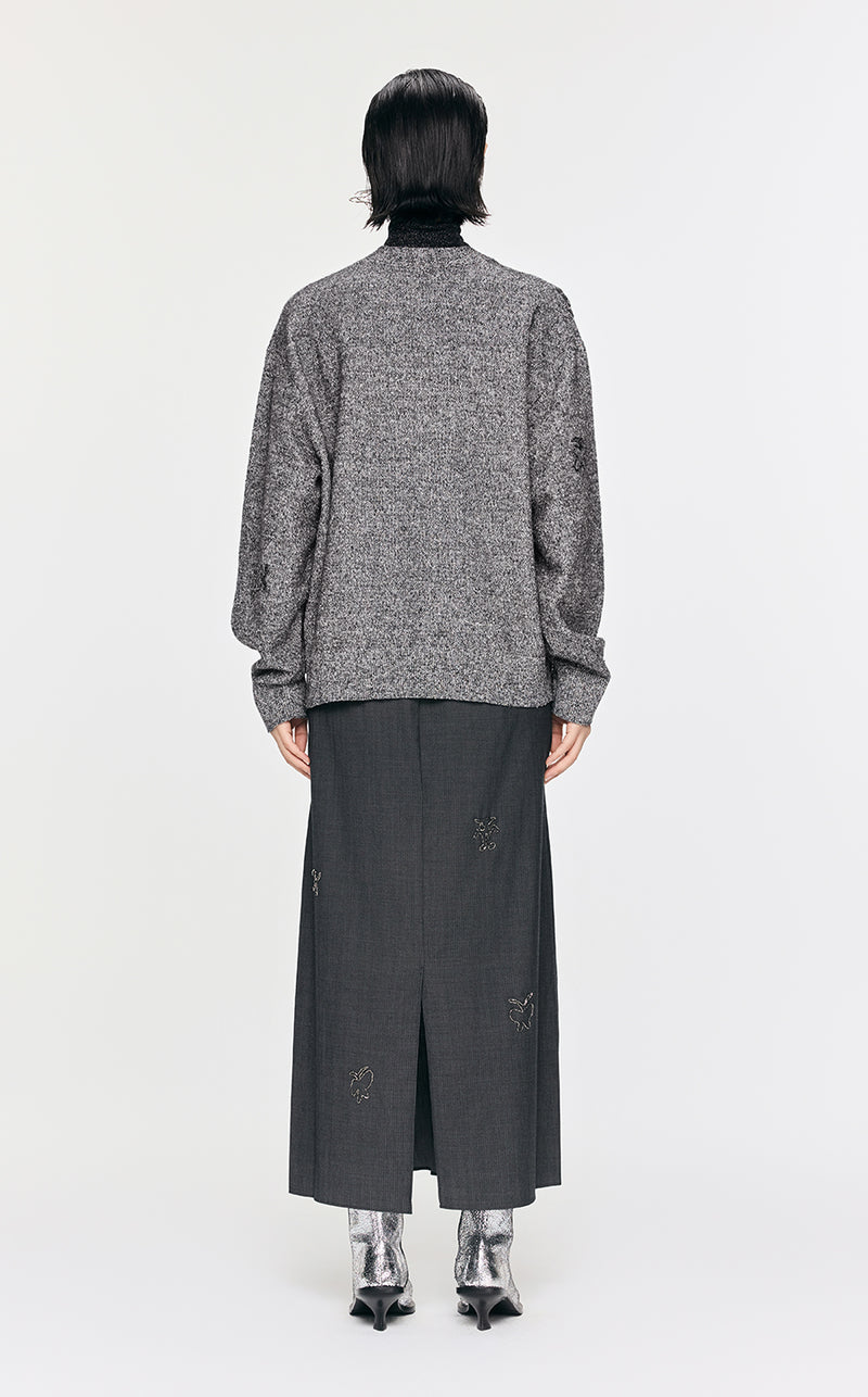 Sweater / JNBY Butterfly-embellished Mid-length Cardigan