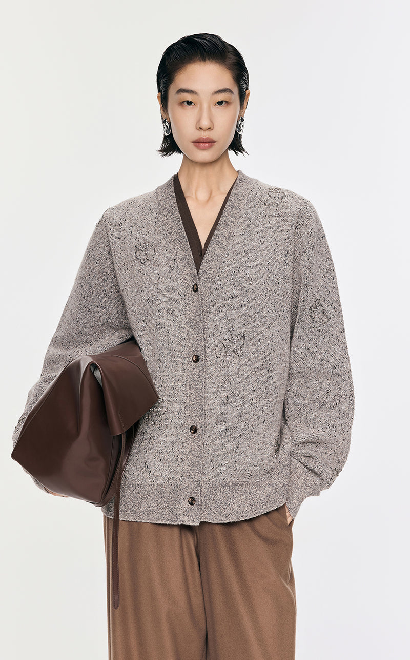 Sweater / JNBY Butterfly-embellished Mid-length Cardigan