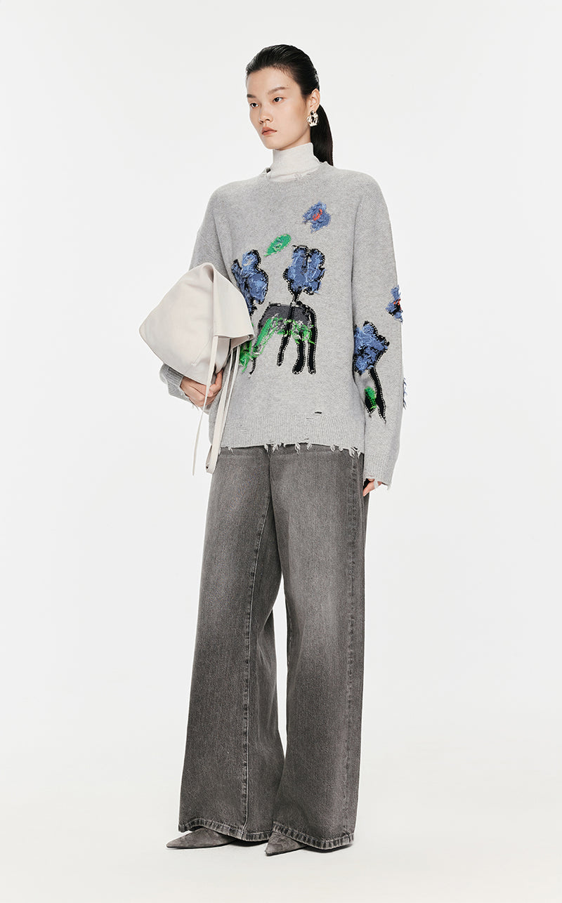 Sweater / JNBY Floral-pattern Oversize Jumper
