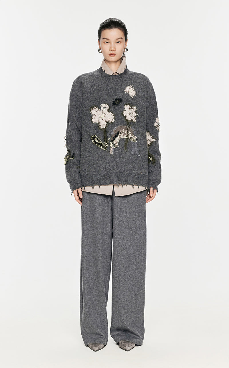 Sweater / JNBY Floral-pattern Oversize Jumper Darkgray
