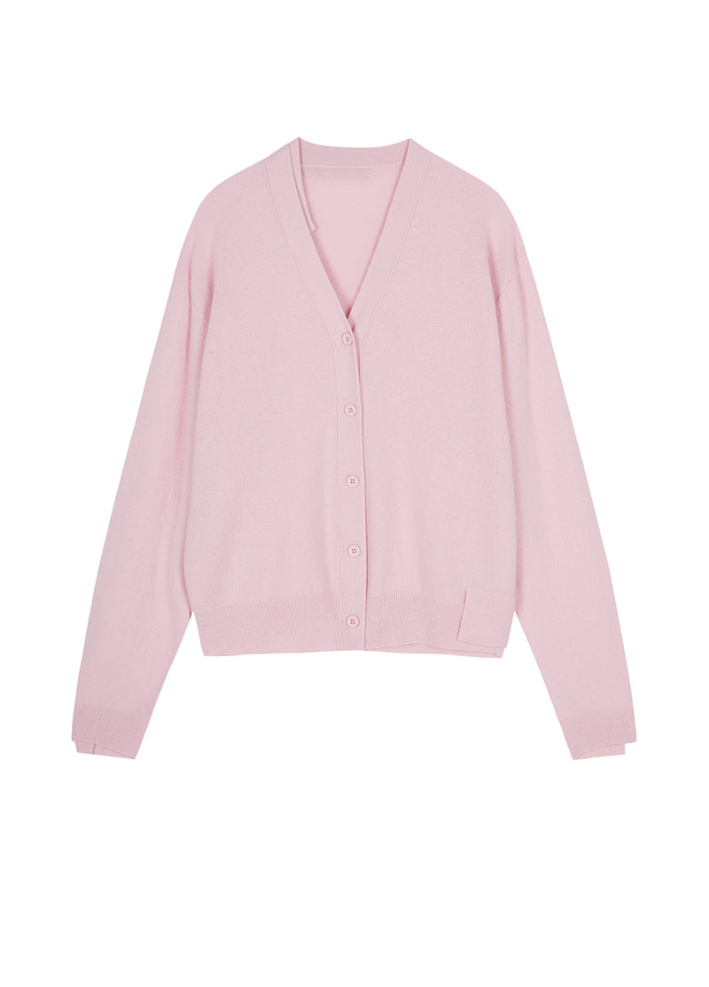 Sweater / JNBY Loose-Fit Wool-yak hair Short Cardigan Pink