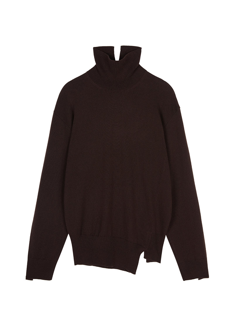 Sweater / JNBY Fine Knit High Neck Irregular Sweater