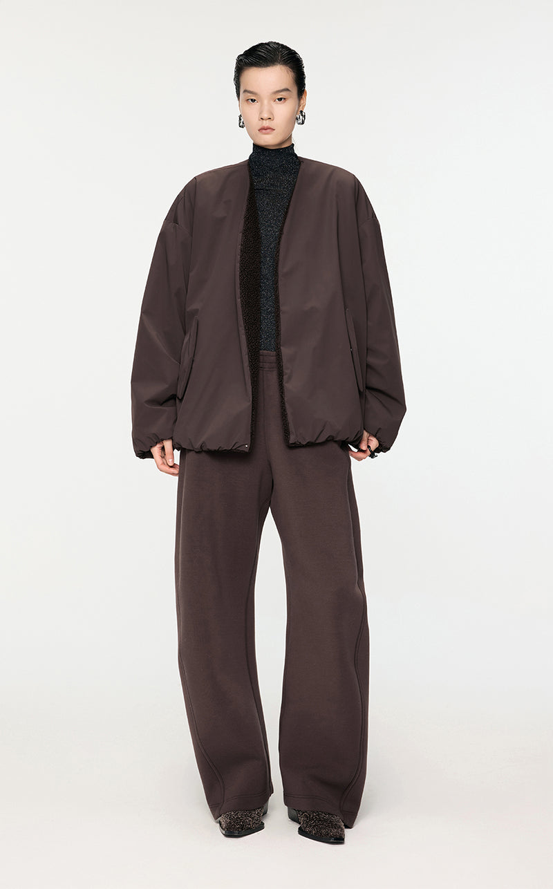 Coat / JNBY Windproof Oversize Pleated Jacket Brown