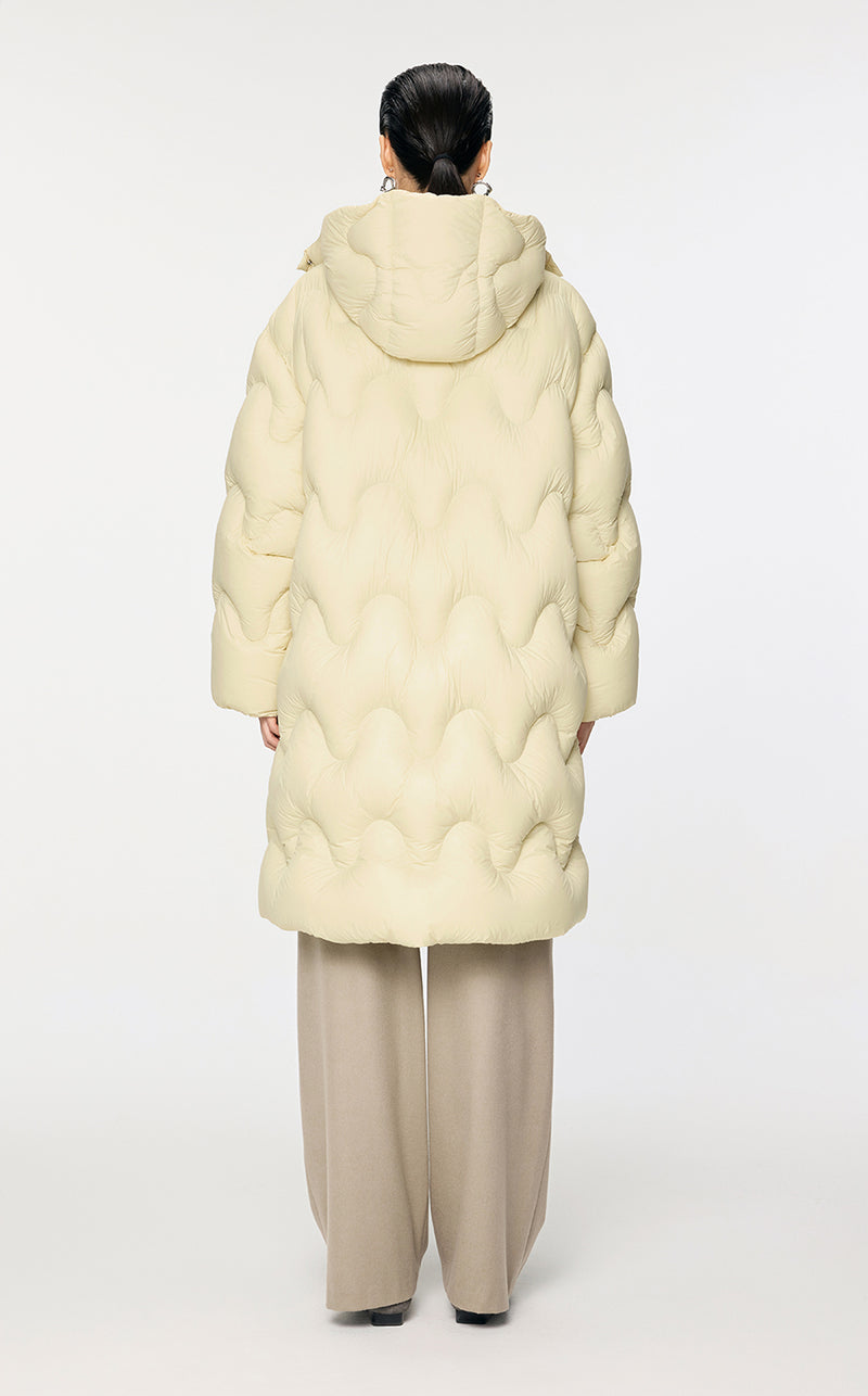 Downcoat / JNBY Oversize Wavy-Line Hooded Down Coat