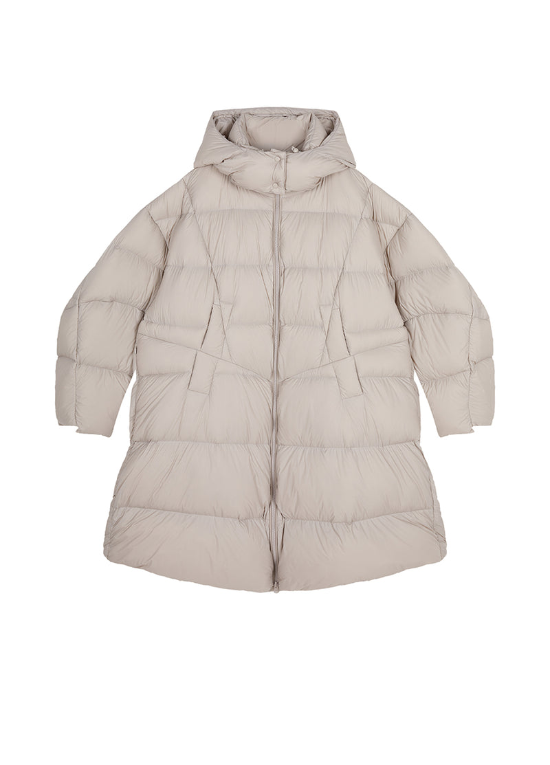 Downcoat / JNBY Irregular Mid-Length Hooded Down Coat Khaki
