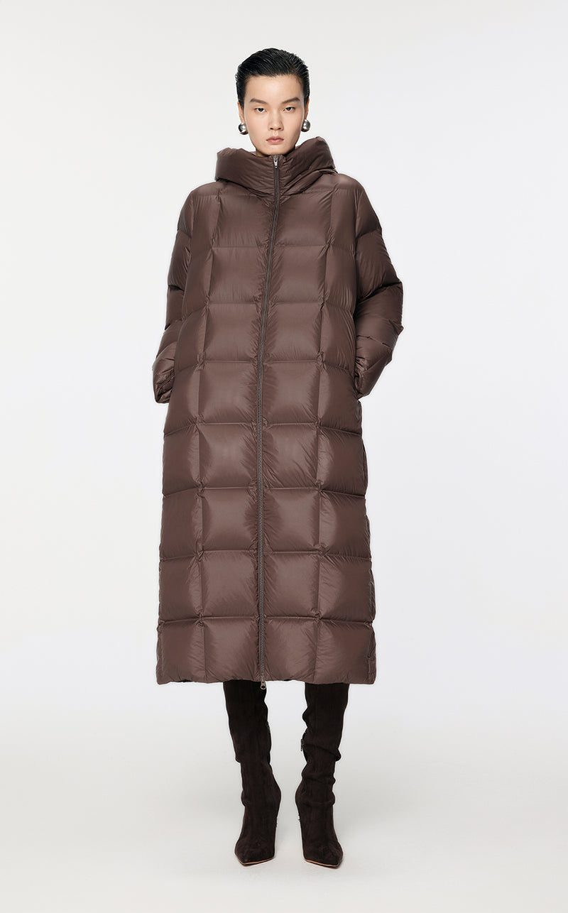 Coat / JNBY Imported Duck Down Boxy Stitching Puffer Brown