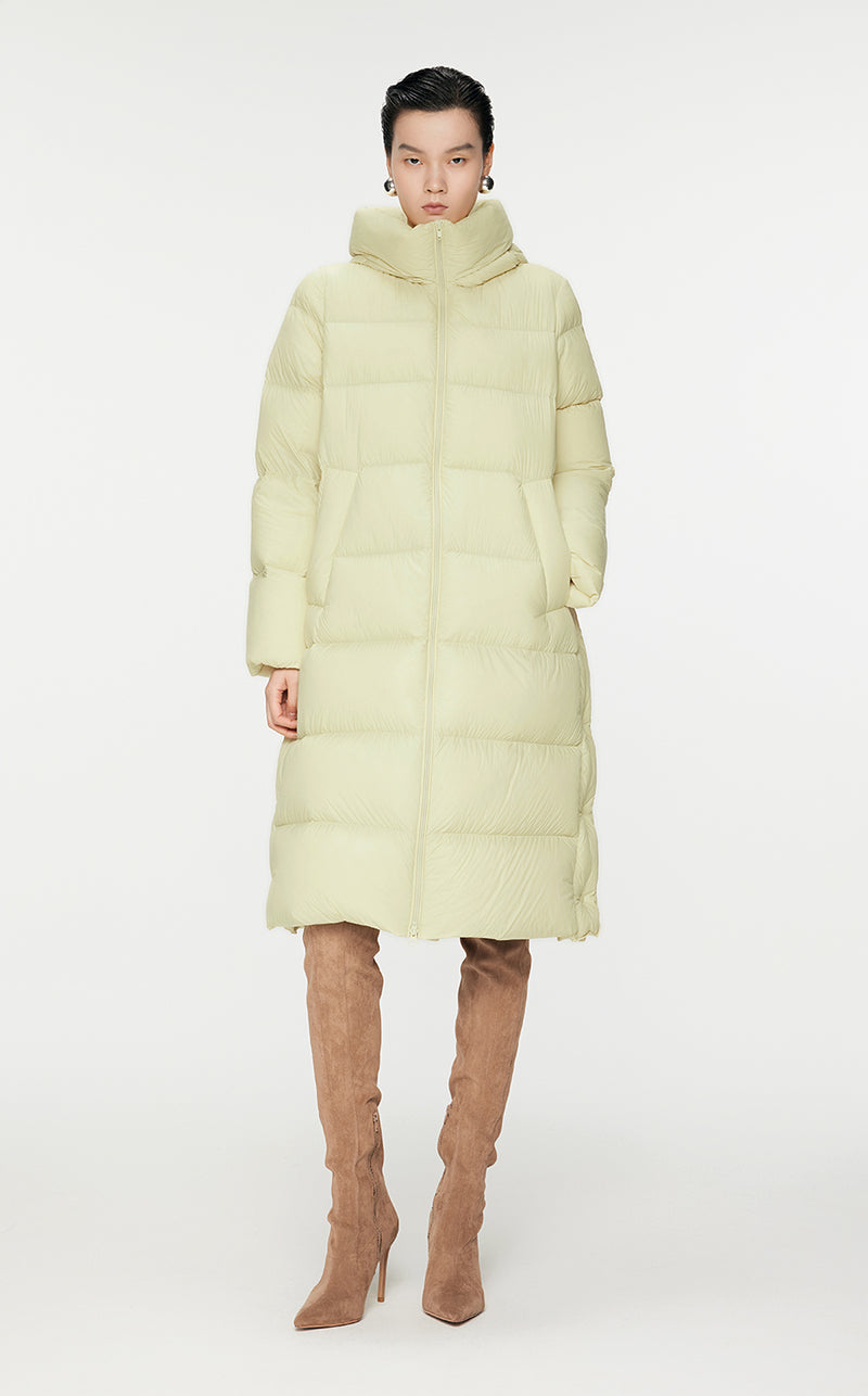 Downcoat / (Extreme Cold Weather)JNBY Relaxed Hooded Goose Down Coat Yellow
