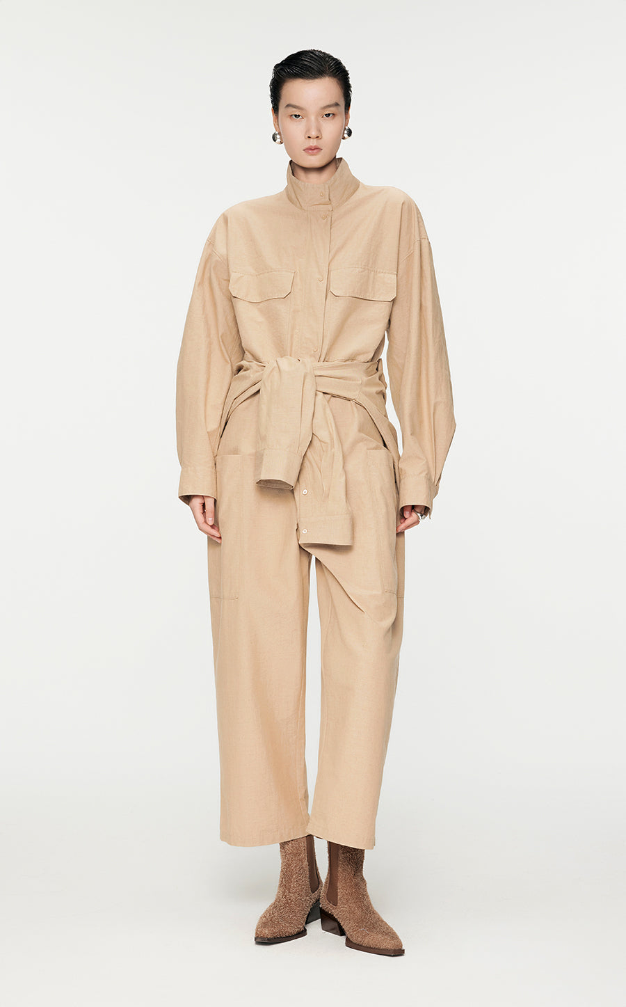 Jumpsuits / JNBY Oversize Eco-Friendly Cotton-Hemp Jumpsuits Khaki