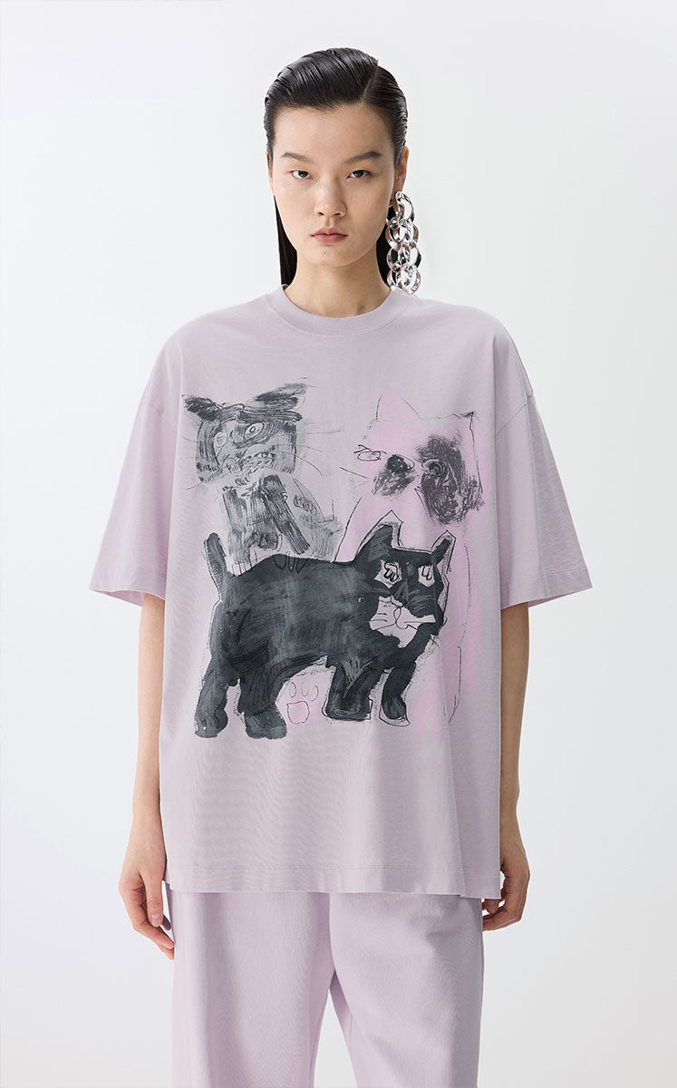 T-shirt / JNBY Oversized Graphic Cotton T-Shirt