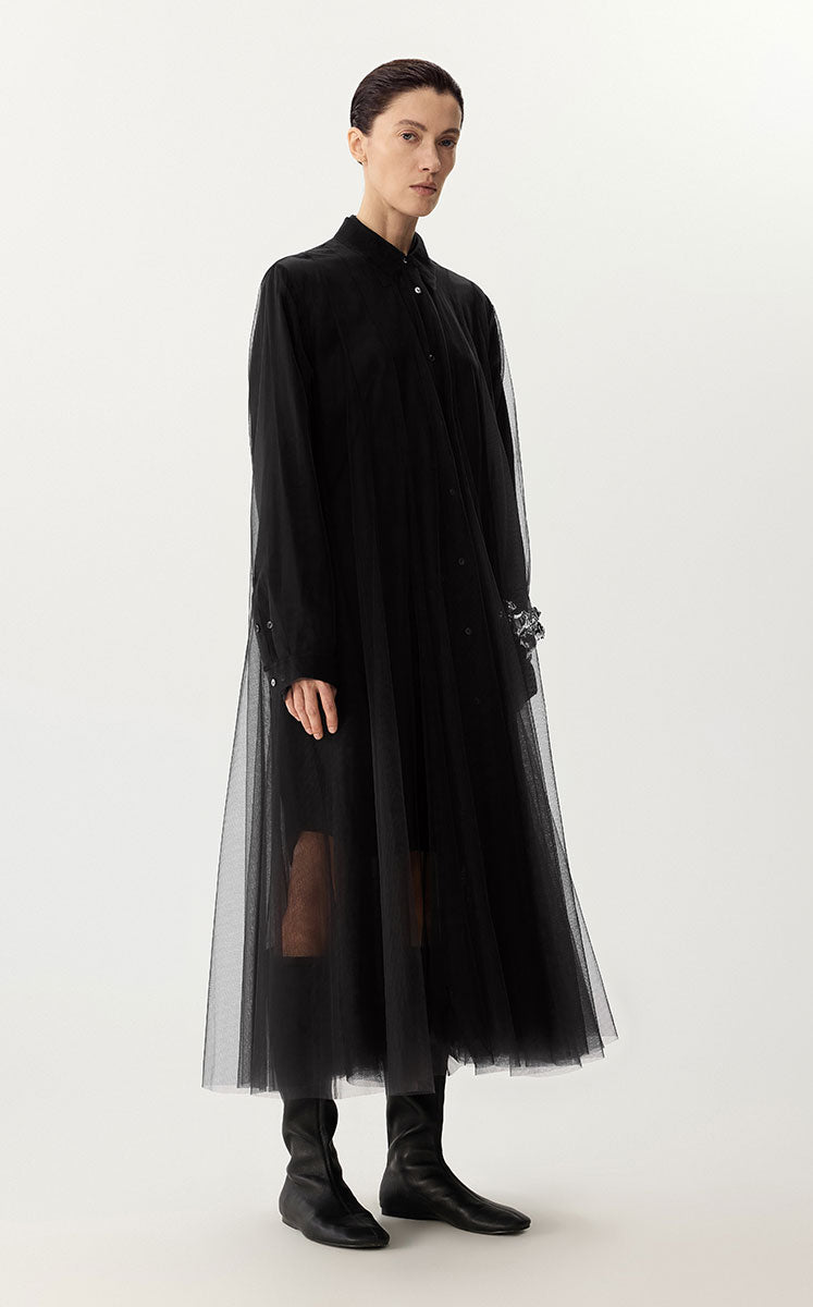 Dress / JNBY A-Line Mesh Long-Sleeve Dress-2-in-1 Design