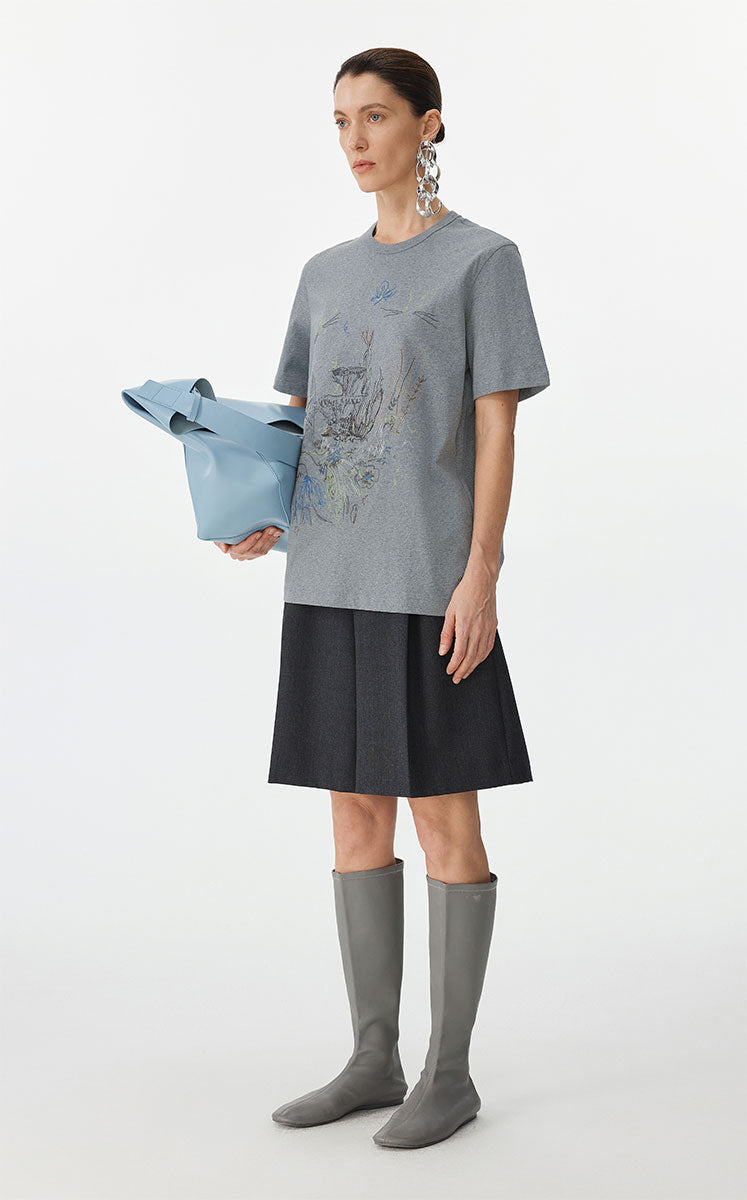 T-shirt / JNBY Hand-Drawn City Park Cotton T-Shirt