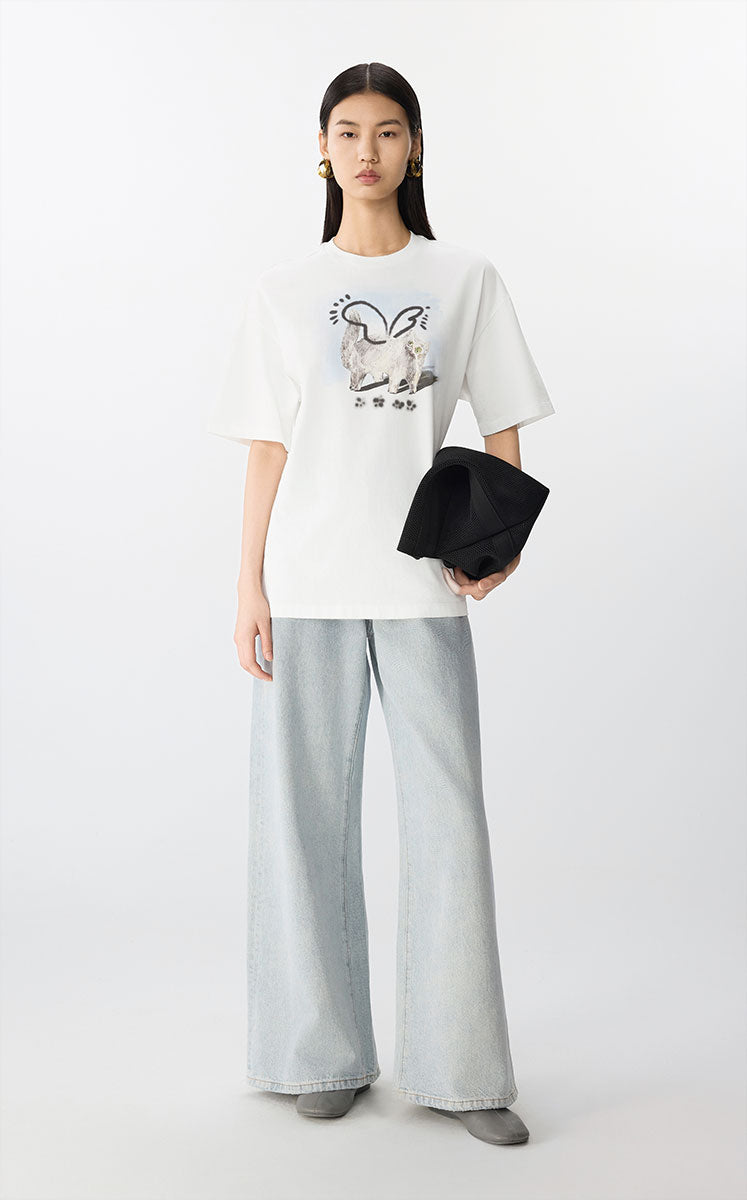T-shirt / JNBY Ceramic Cat Tee White