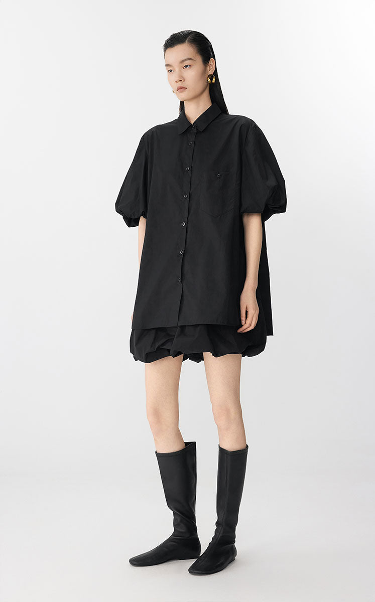 Shirt / JNBY Oversized A-line Cotton Shirt Black