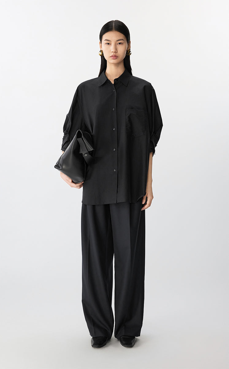 Shirt / JNBY Oversized Cotton-Silk Shirt Dark