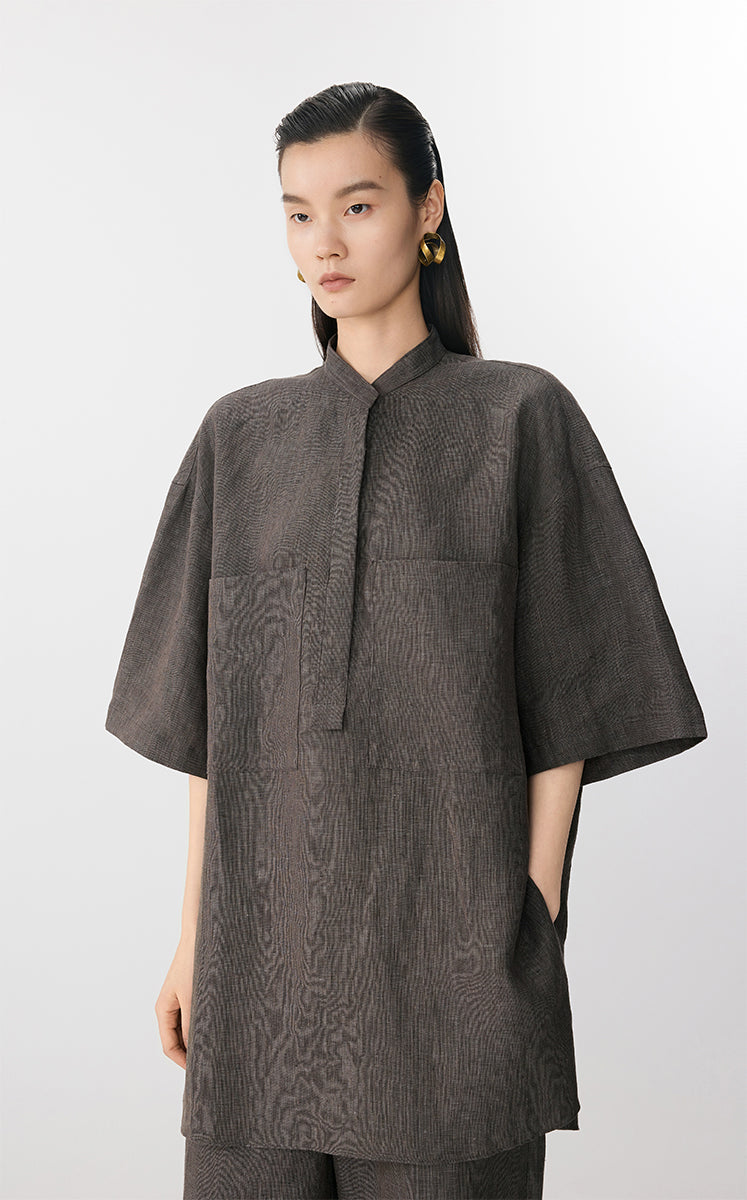 Shirt / JNBY Oversized Linen Short Sleeve Top