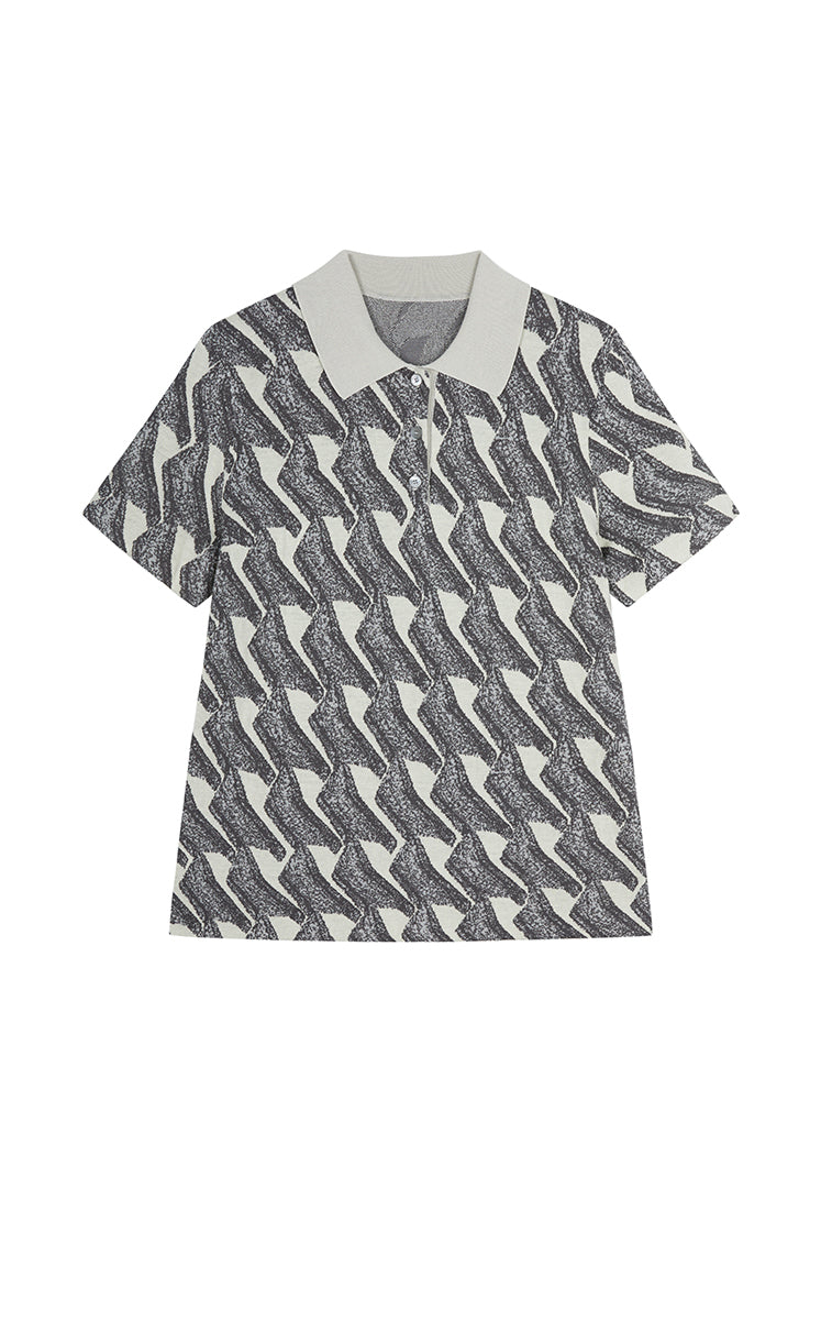 Sweater / JNBY Jacquard Pattern Short Sleeve Knit Top