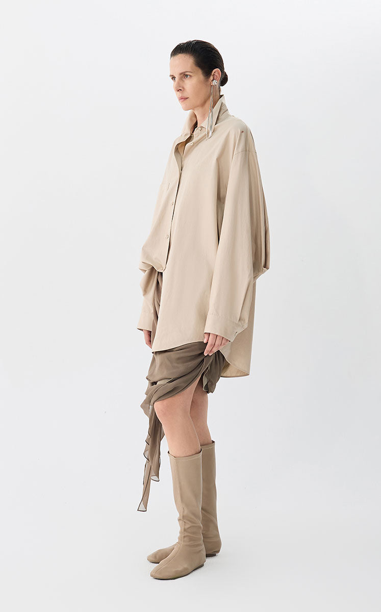 Skirt / JNBY Asymmetric Silk Pleated Skirt