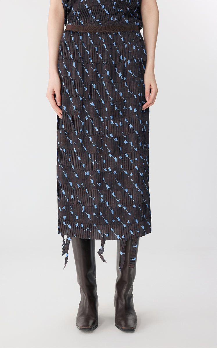 Skirt / JNBY Pleated Floral Print Midi Skirt Brown