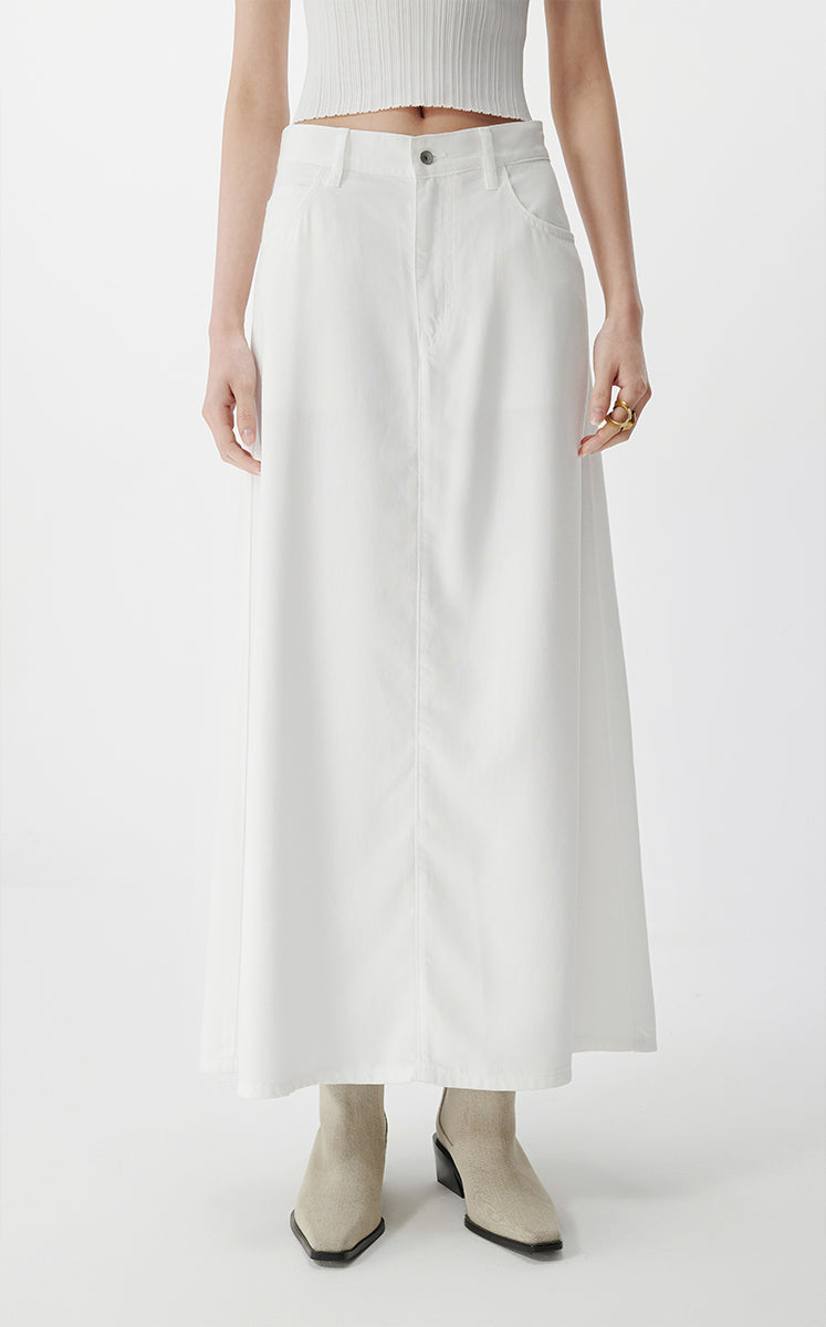 Skirt / JNBY A-Line Tencel Long Skirt White