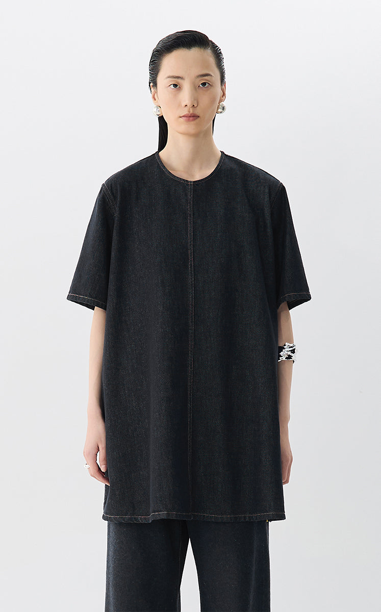 Dress / JNBY A-Line Short Sleeve Dress Dark Blue