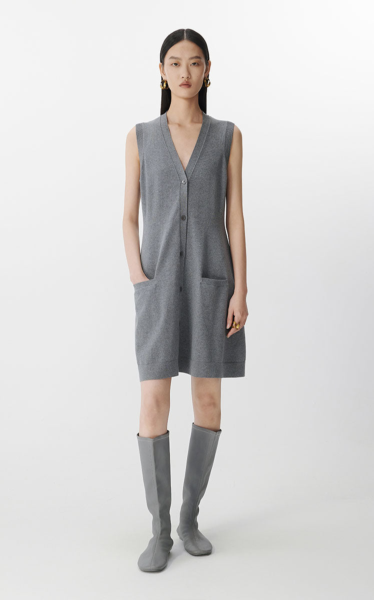 Dress / JNBY Combed Cotton Sleeveless Knit Dress Grey