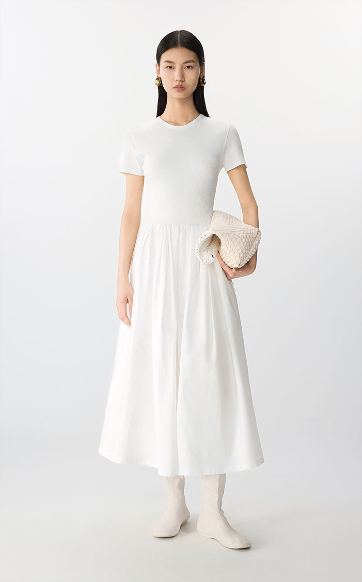 Dress / JNBY X-Line Short Sleeve Dress White