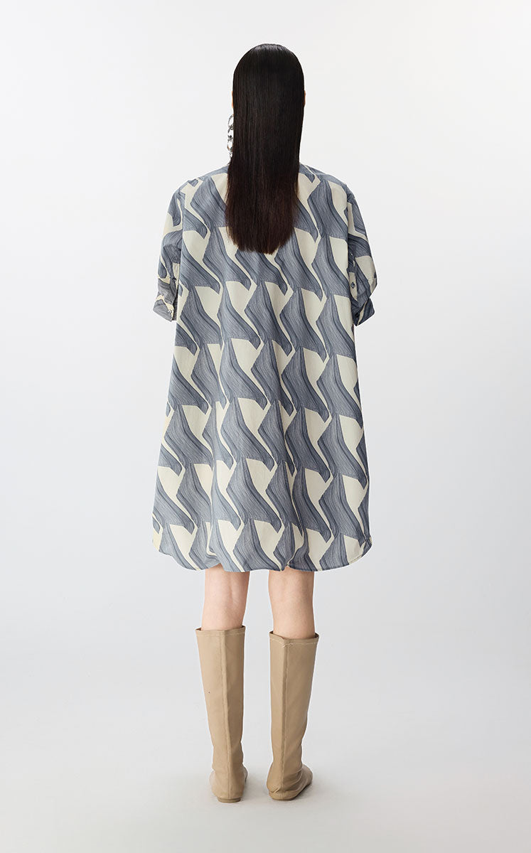 Dress / JNBY Graphic Print Short Sleeve Cotton Dress