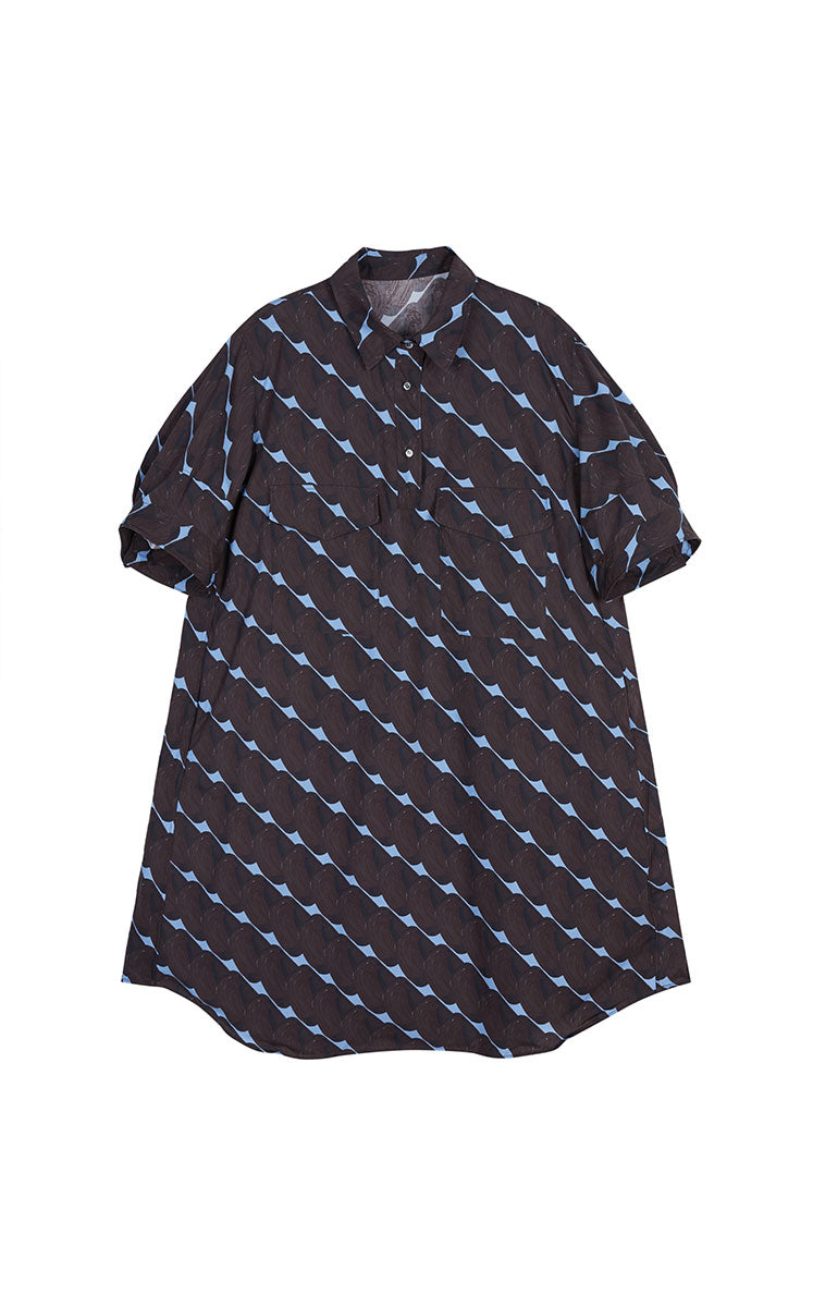 Dress / JNBY Graphic Print Short Sleeve Cotton Dress