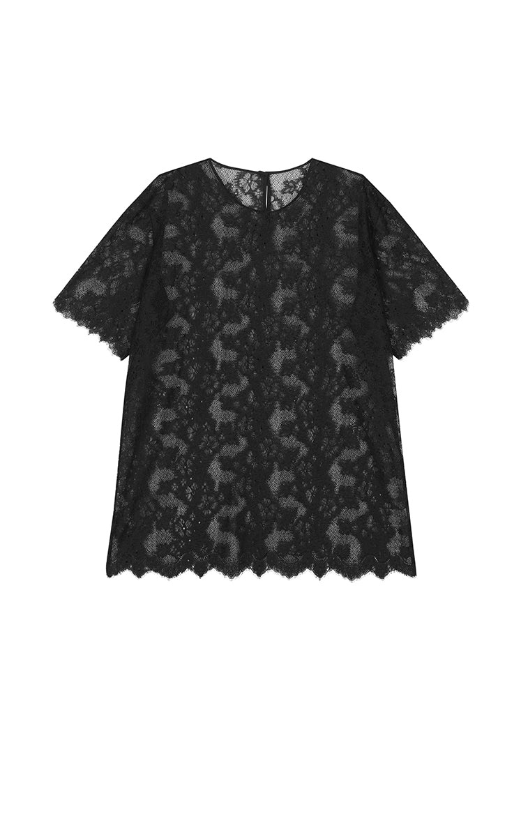 T-Shirt / JNBY Sheer Lace Loose Fit Tee
